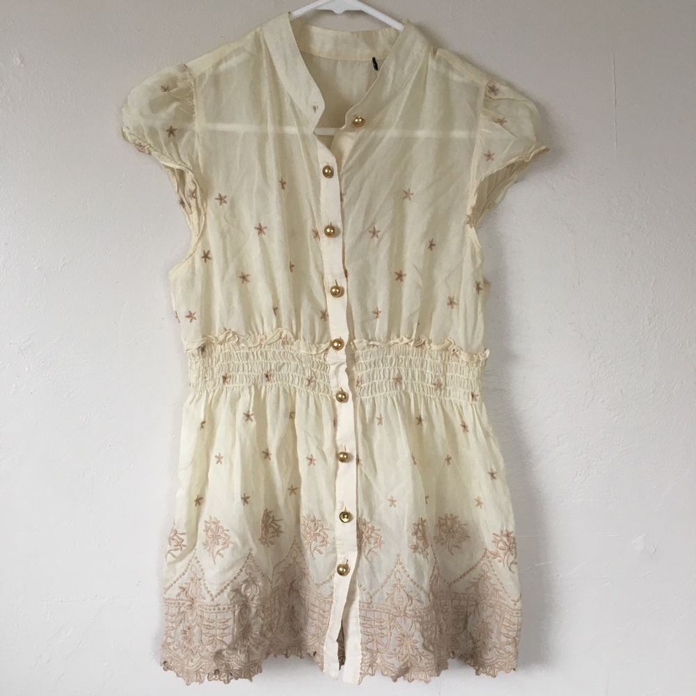 Embroidered Button Up Blouse